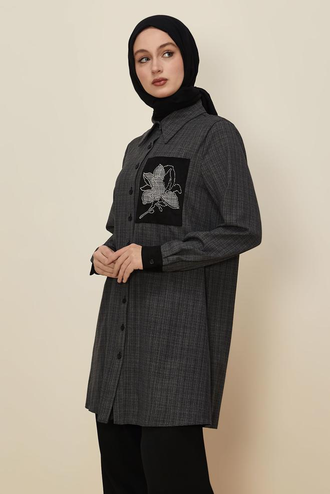 Tesettür giyim GRİ 46230 SENECA TUNİK 40-48 TEK42 - ALVİNA