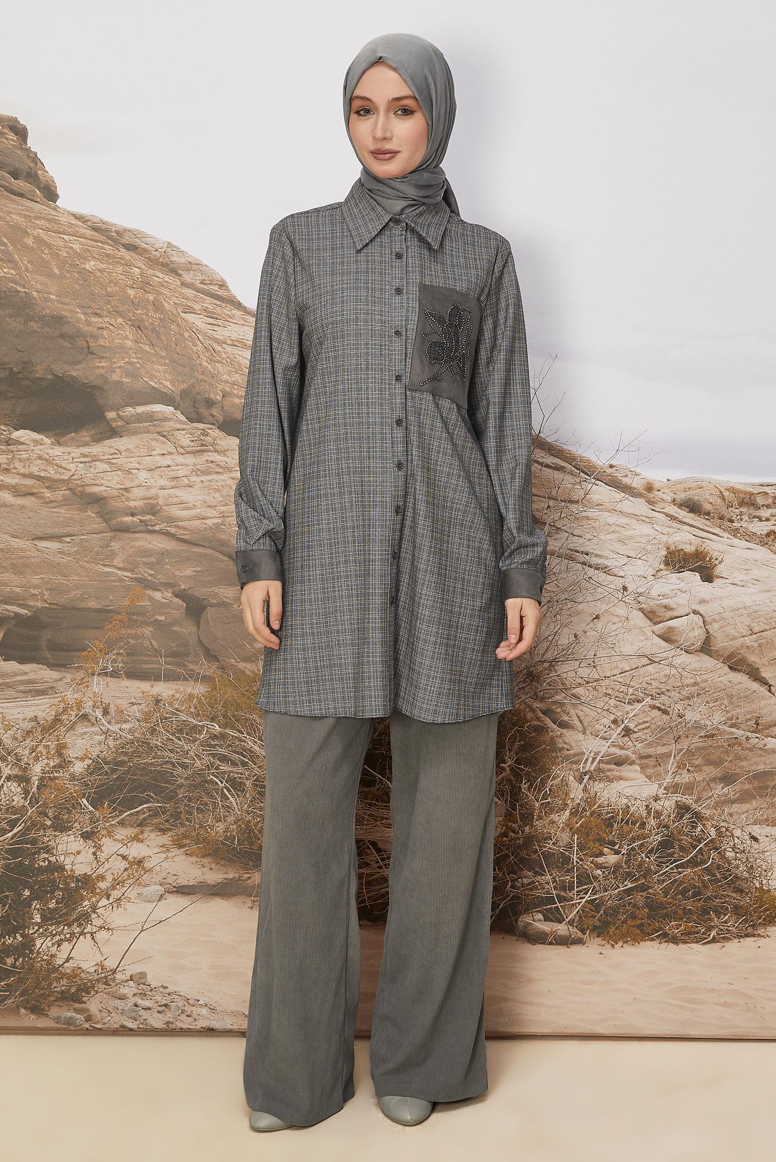 Hijab clothing BLACK BEAD EMBROIDERED TUNIC 46230