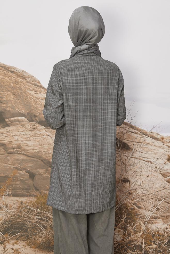 Hijab clothing BLACK BEAD EMBROIDERED TUNIC 46230 - ALVİNA