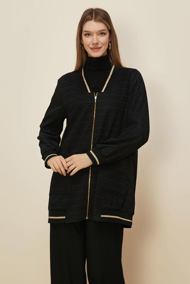 Tesettür giyim SİYAH 46241 ALYAJ 20103 TUNİK 40-46 TEK42 - ALVİNA