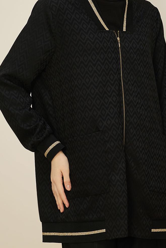 Tesettür giyim SİYAH 46241 ALYAJ 20103 TUNİK 40-46 TEK42 - ALVİNA