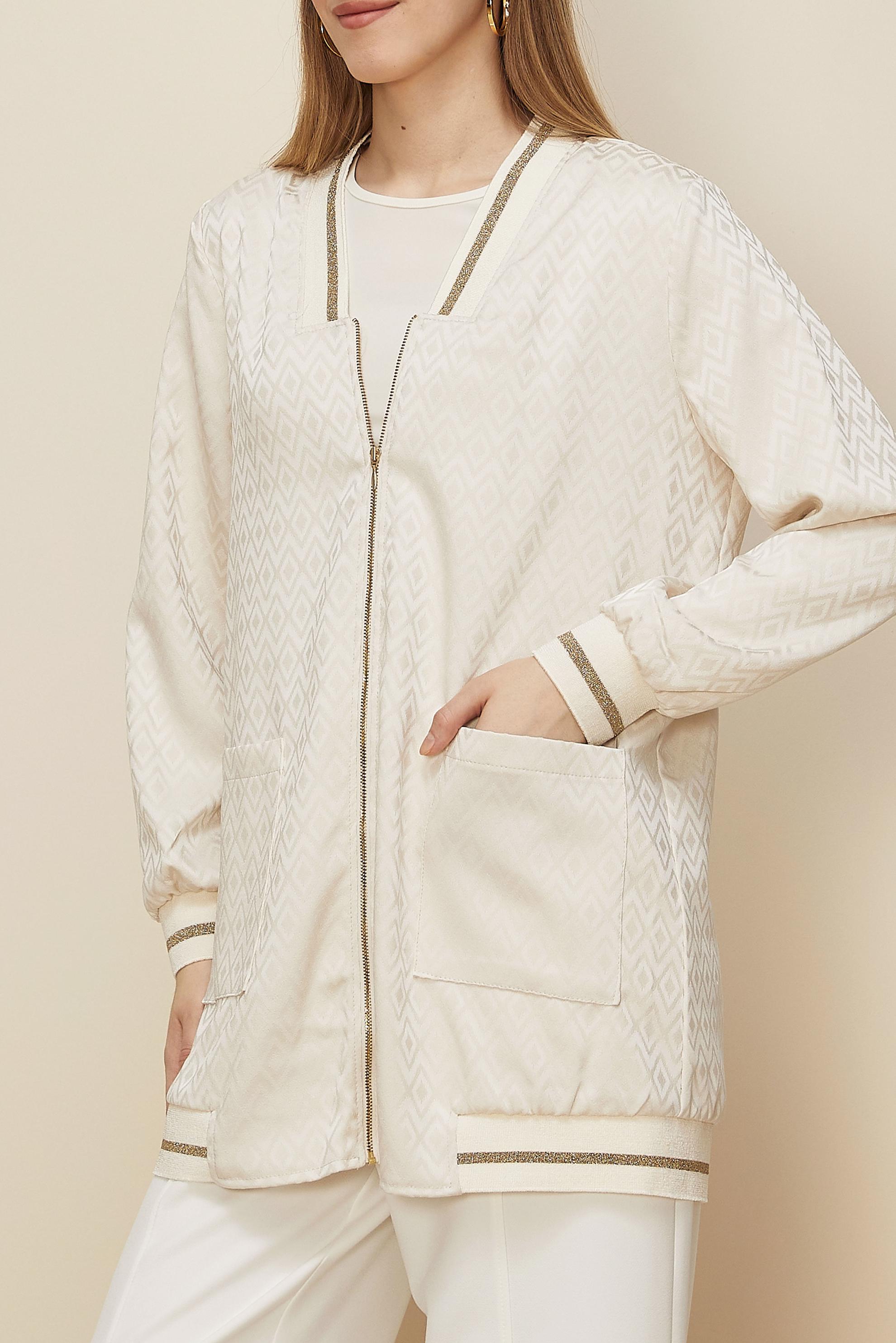 Tesettür giyim EKRU SATEN JAKAR TUNİK 46241