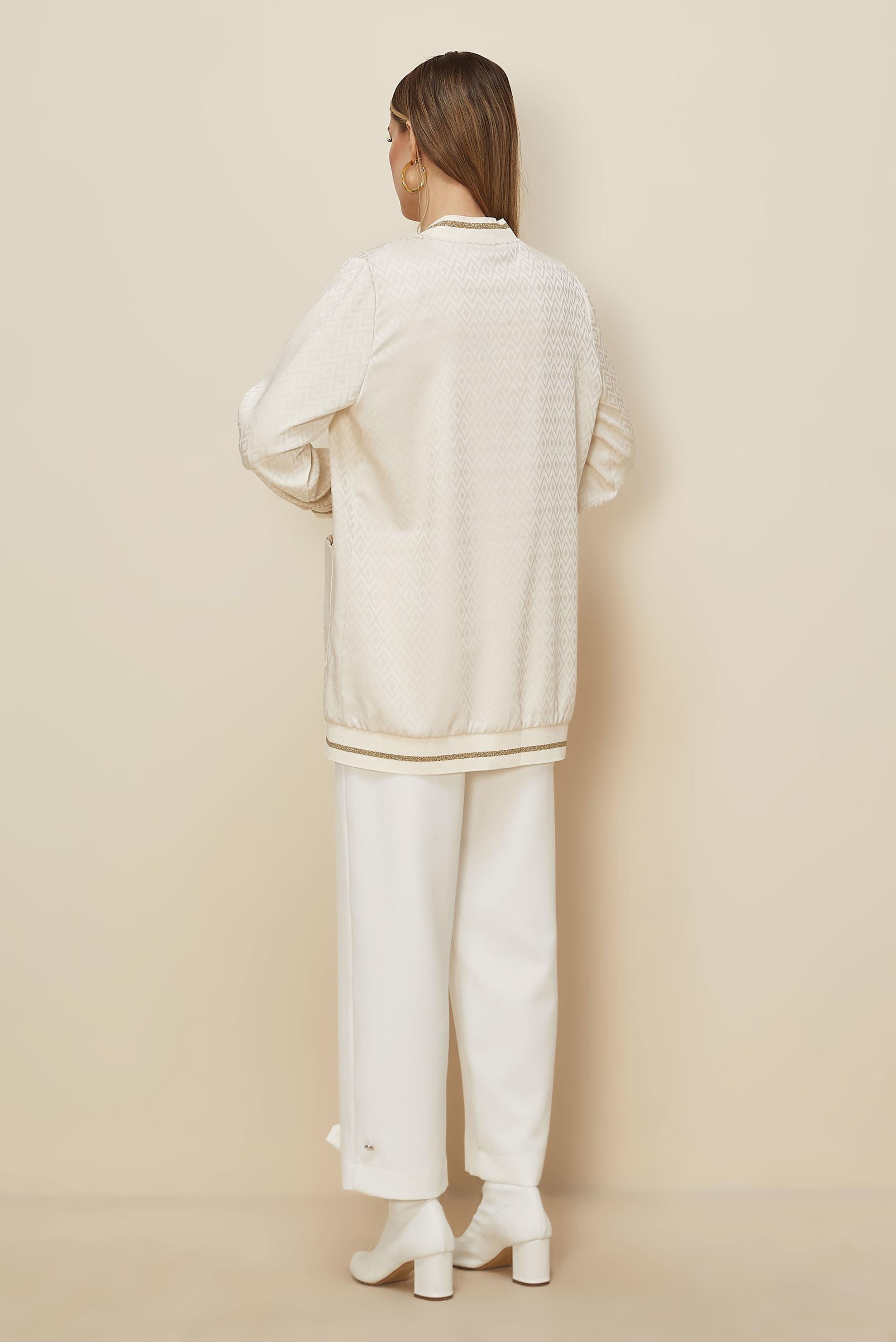 Tesettür giyim EKRU SATEN JAKAR TUNİK 46241