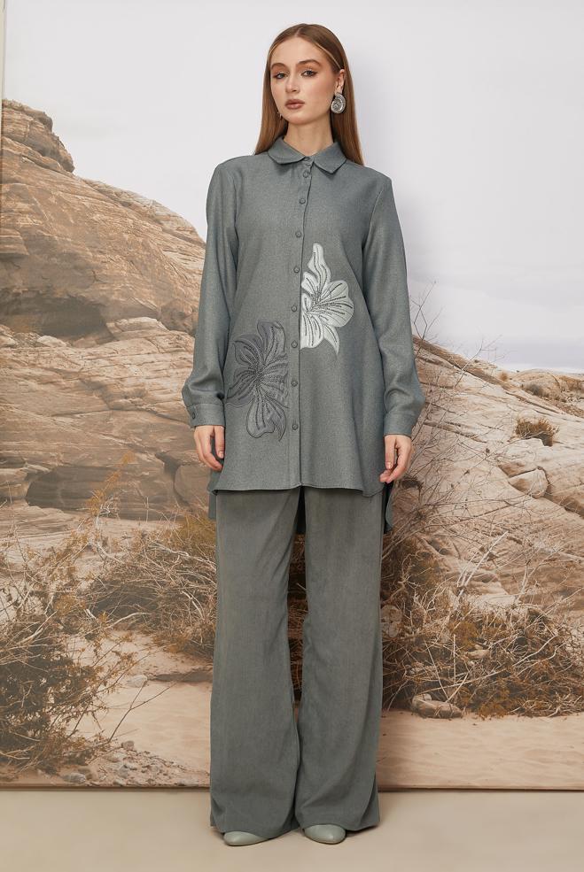 Tesettür giyim GRİ 46243 17235 TUNİK 40-48 TEK42 - ALVİNA