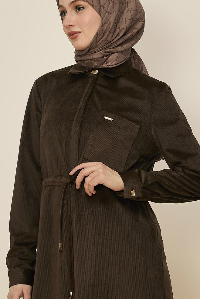 Tesettür giyim KAHVE 46245 RD457 TUNİK 38-46 - ALVİNA