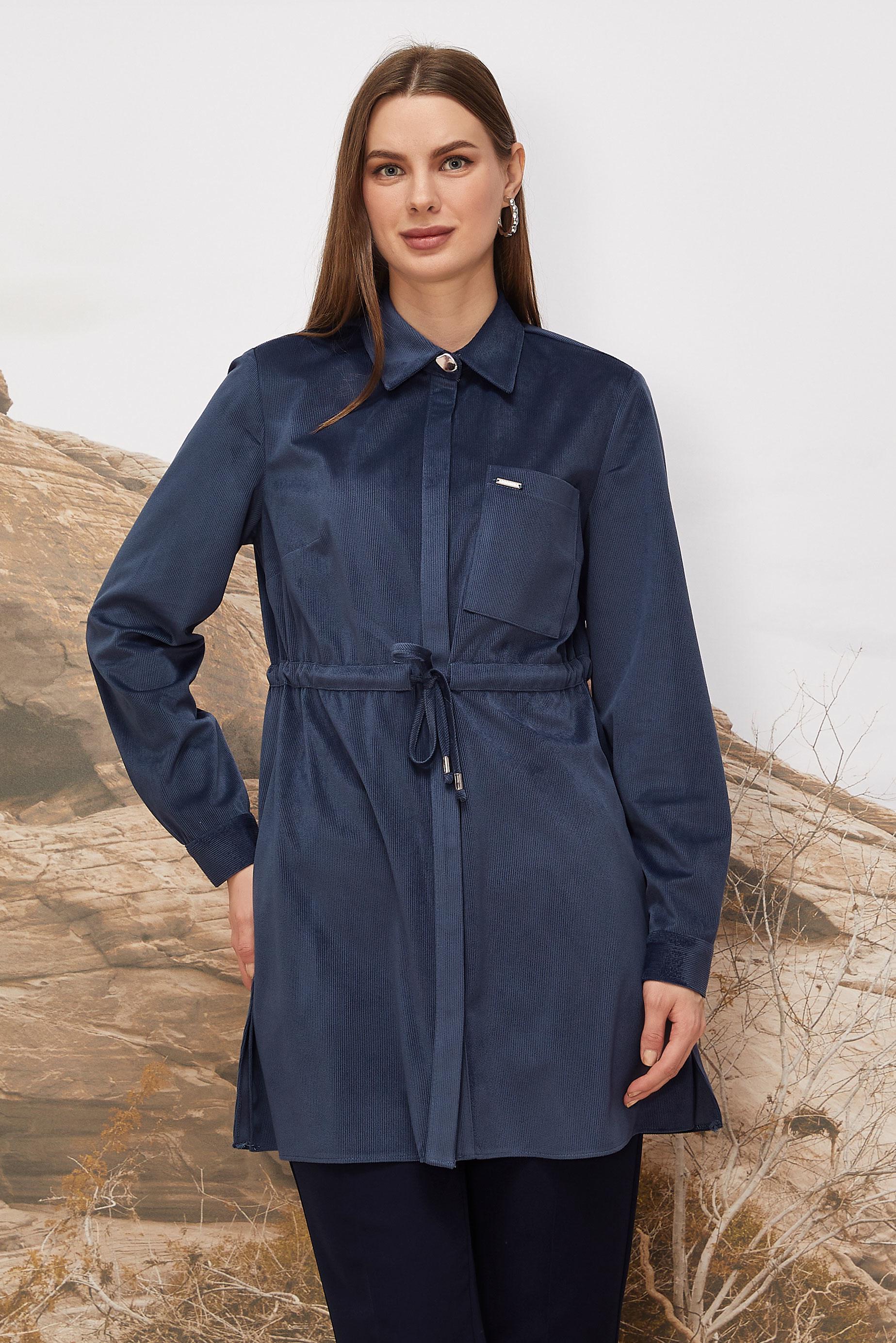 Hijab clothing NAVY BLUE SMOCKED WAIST VELVET TUNIC 46245