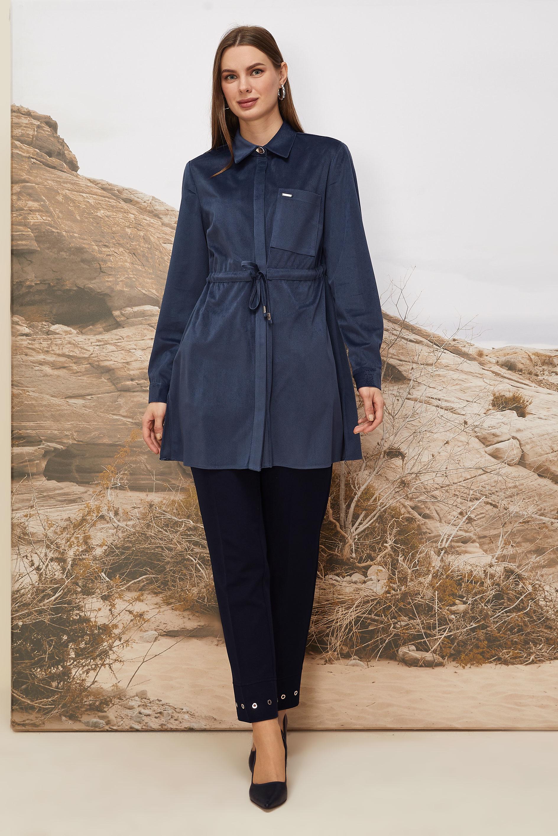 Hijab clothing NAVY BLUE SMOCKED WAIST VELVET TUNIC 46245