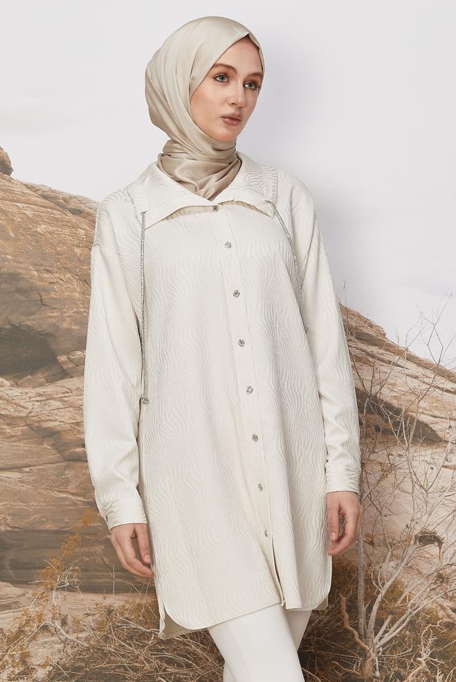 Hijab clothing ECRU 46246 ALYAJ 20105 TUNİK 40-48 TEK42 - ALVİNA
