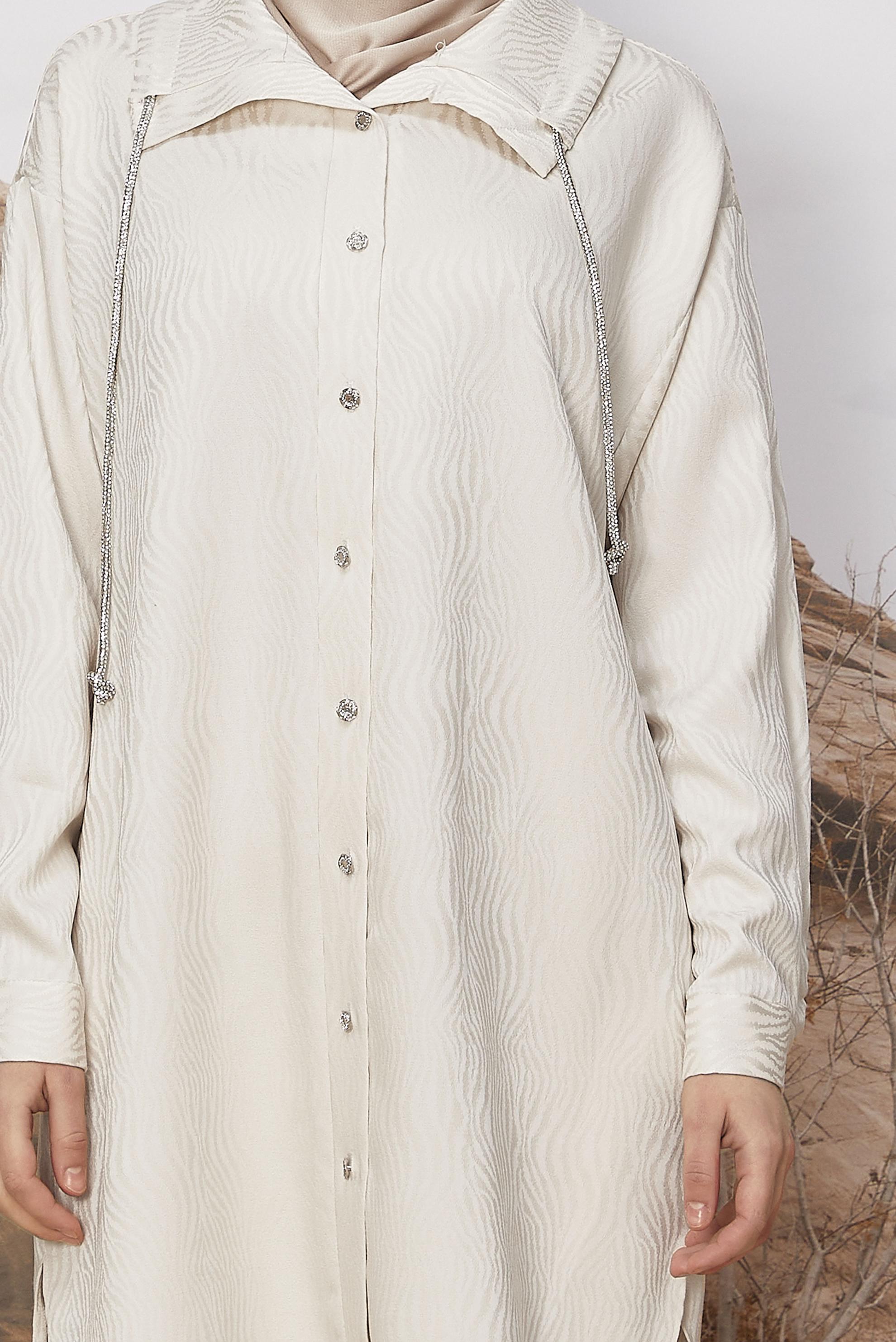 Hijab clothing ECRU SATIN JACQUARD TUNIC 46246