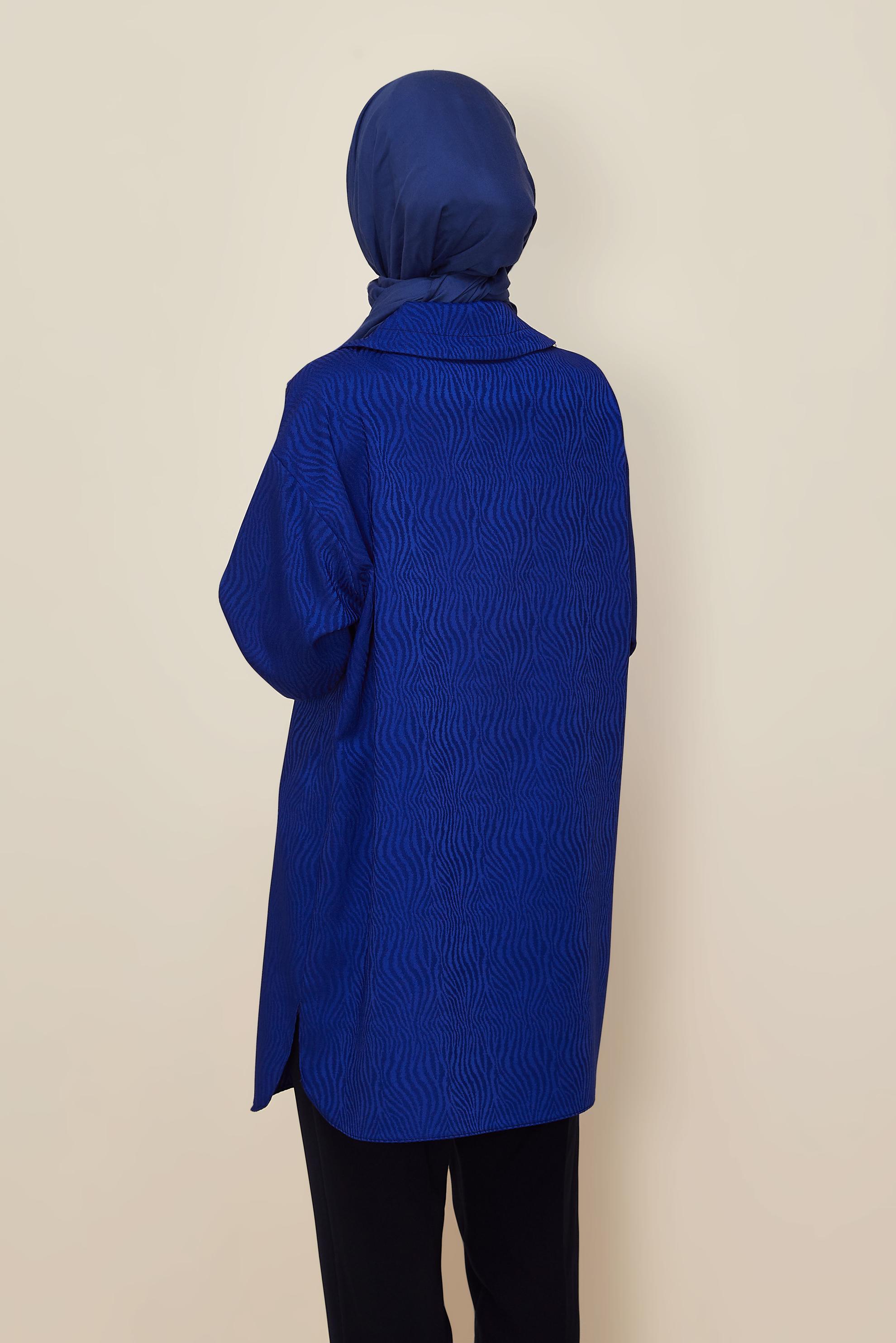 Hijab clothing NAVY BLUE SATIN JACQUARD TUNIC 46246