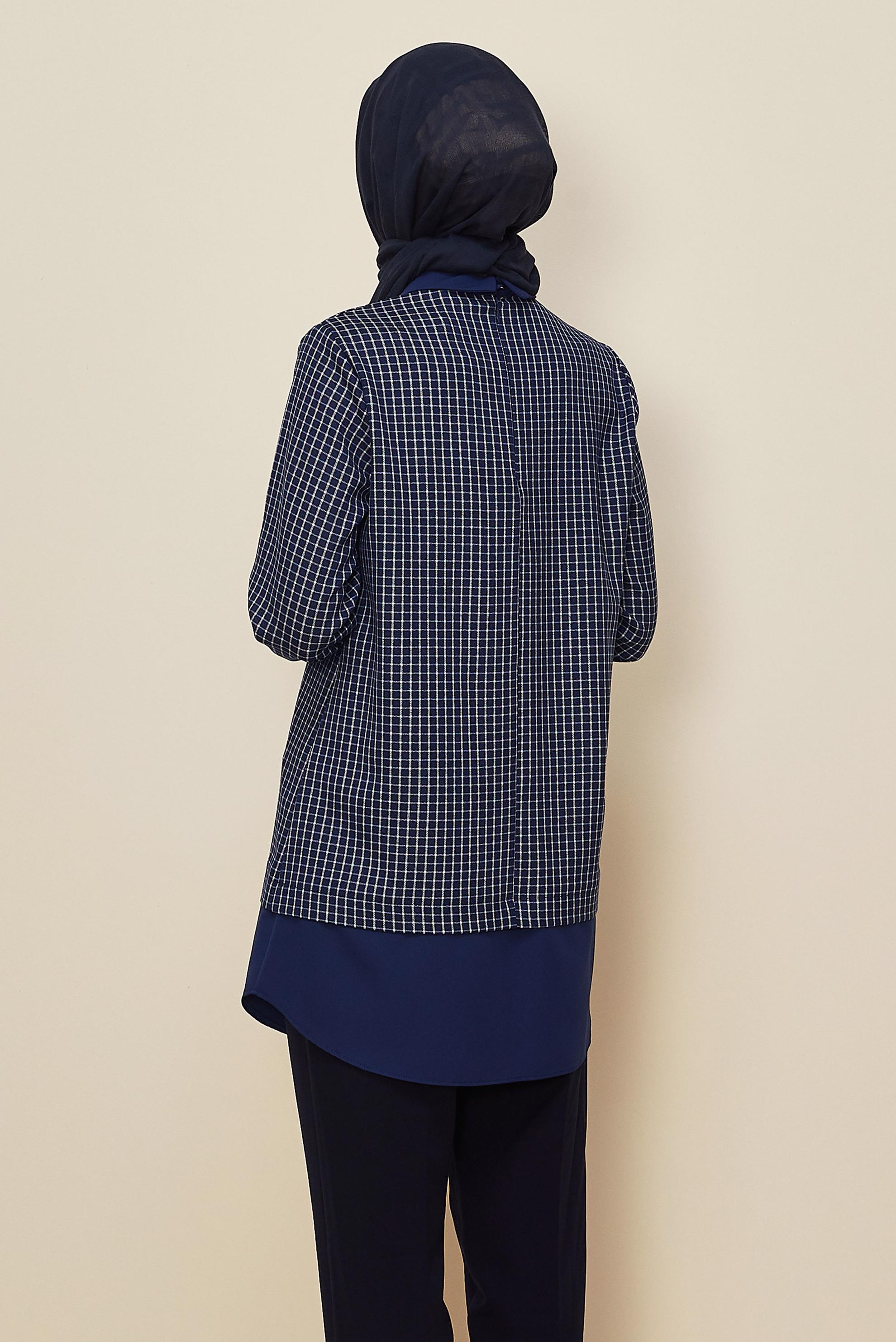 Hijab clothing NAVY BLUE SHIRT COLLAR TUNIC 46250