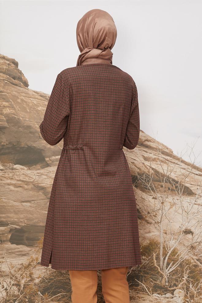 Hijab clothing CLARET RED SHIRT COLLAR TUNIC 46251 - ALVİNA