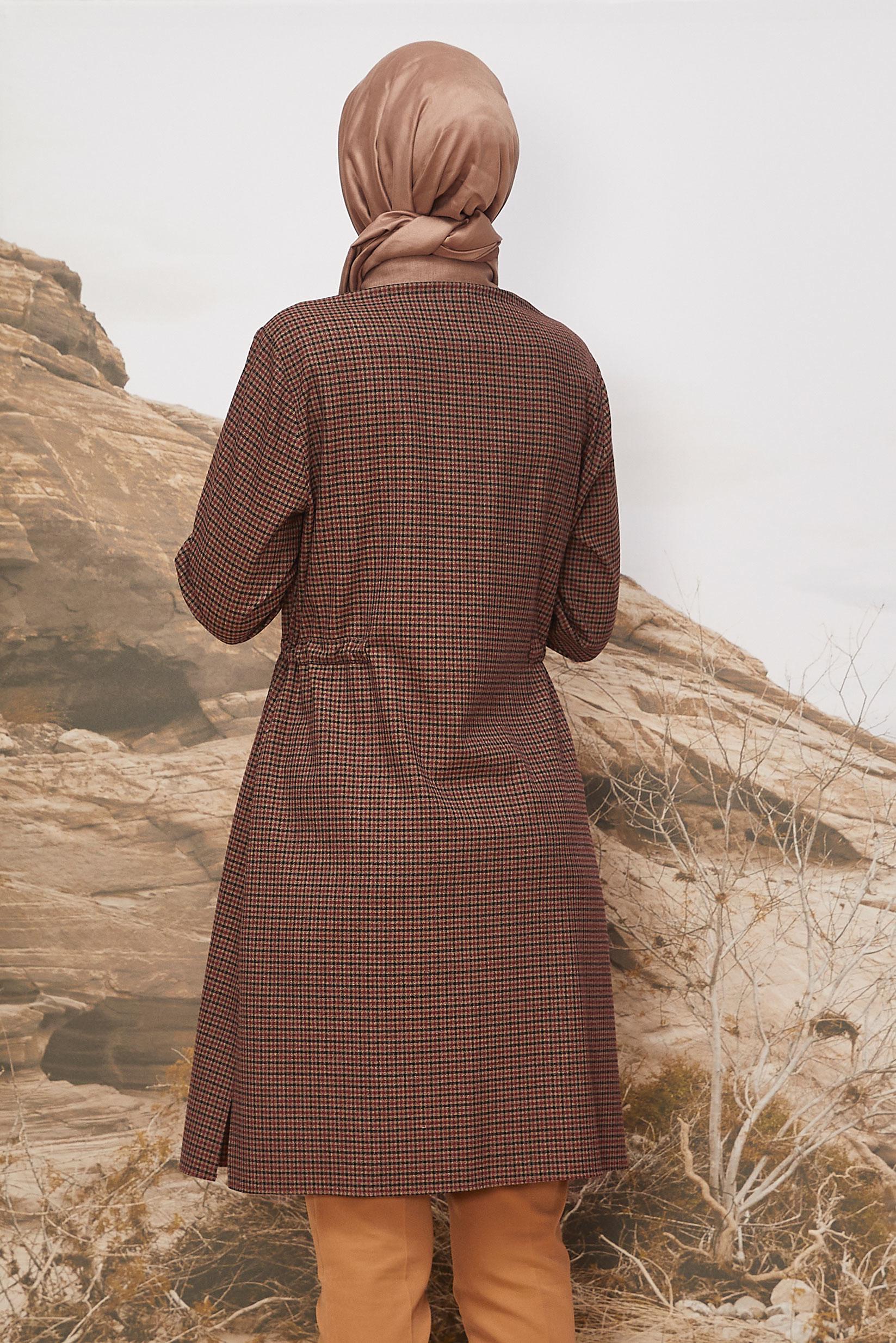 Hijab clothing CLARET RED SHIRT COLLAR TUNIC 46251