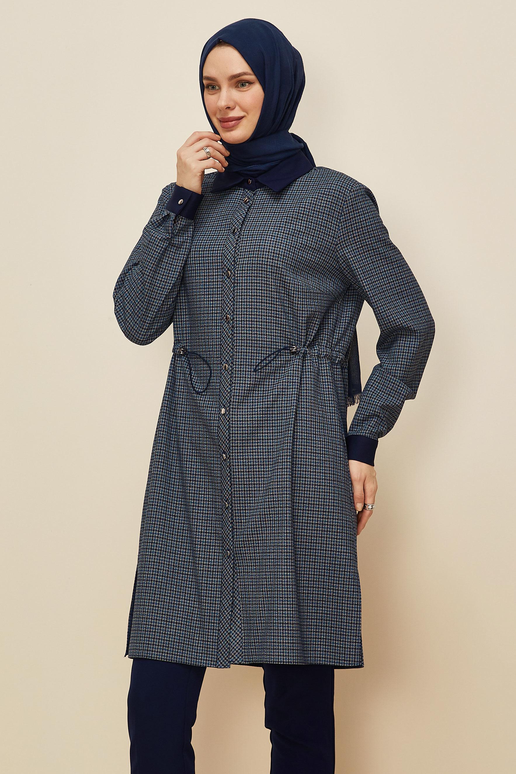 Hijab clothing NAVY BLUE SHIRT COLLAR TUNIC 46251
