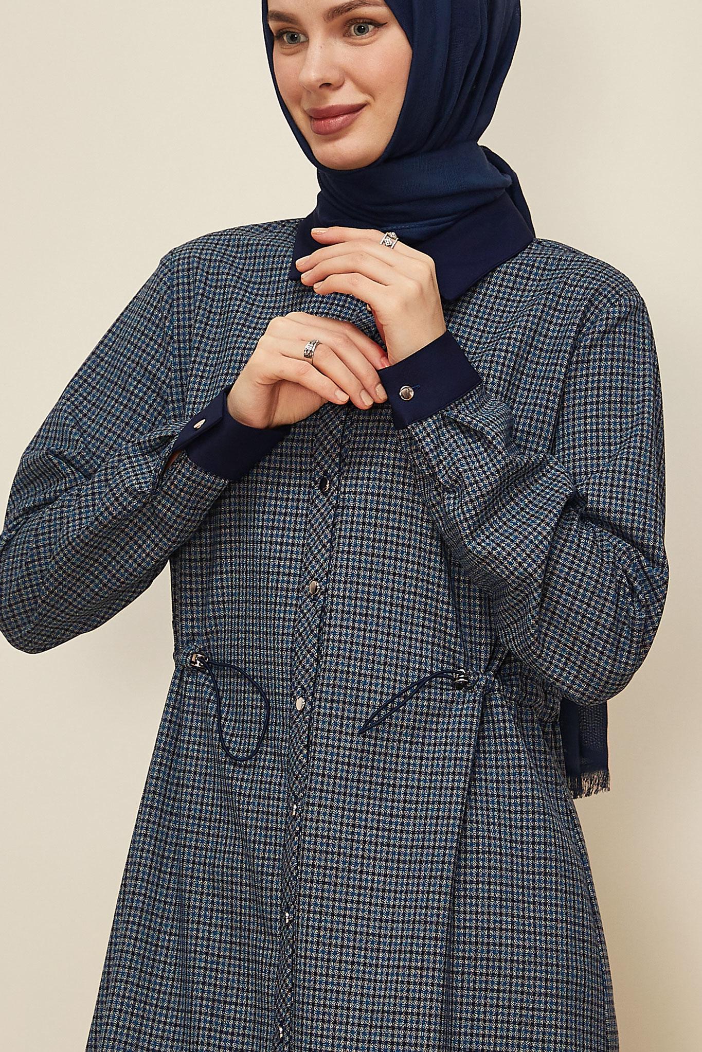 Hijab clothing NAVY BLUE SHIRT COLLAR TUNIC 46251