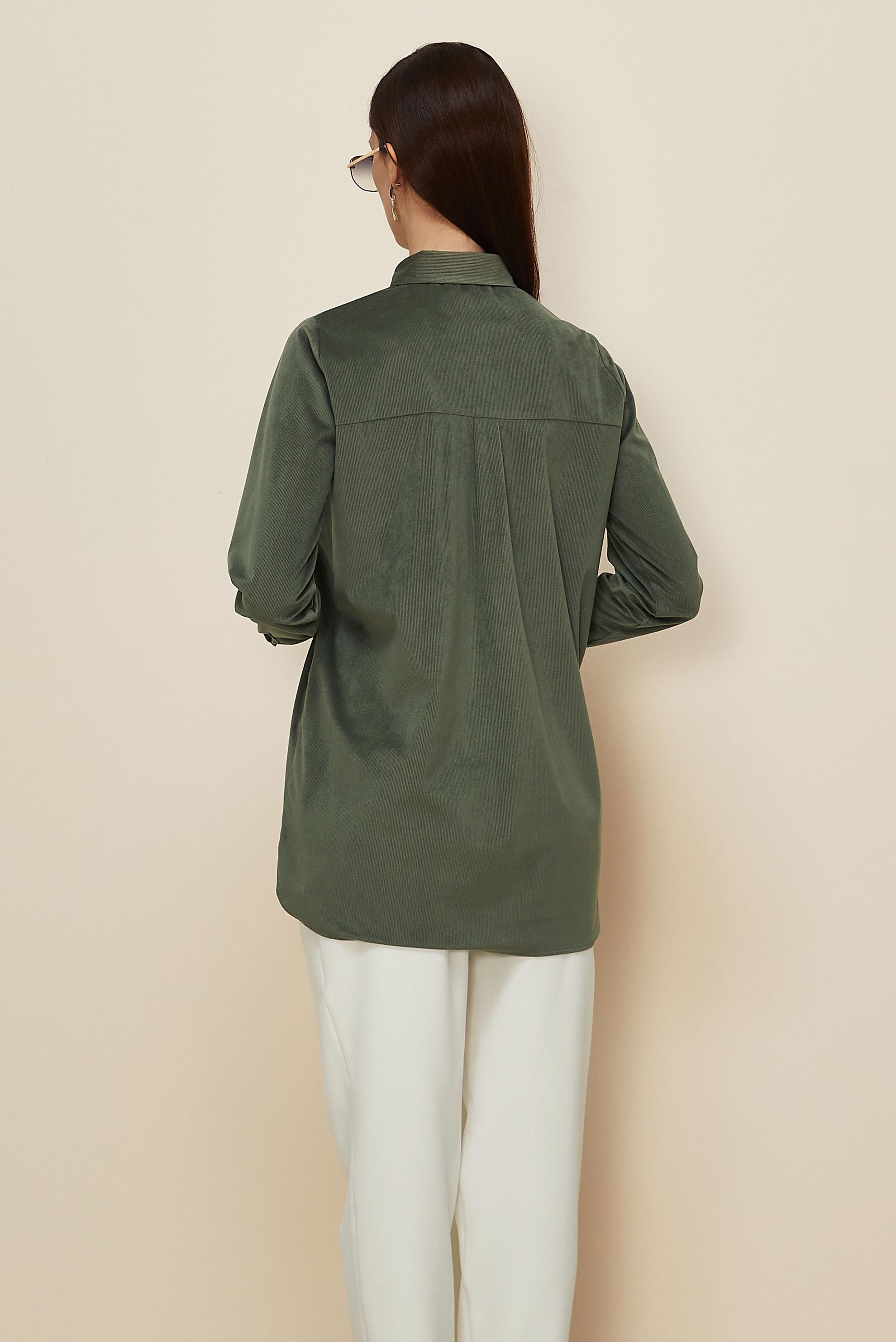 Hijab clothing KHAKI BEAD EMBROIDERED VELVET TUNIC 46266