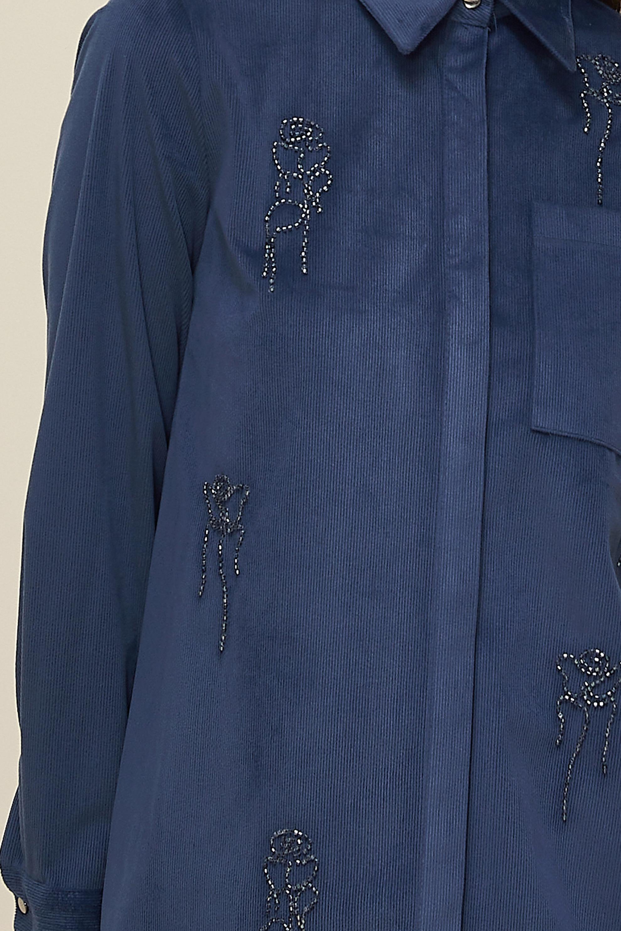 Hijab clothing NAVY BLUE BEAD EMBROIDERED VELVET TUNIC 46266