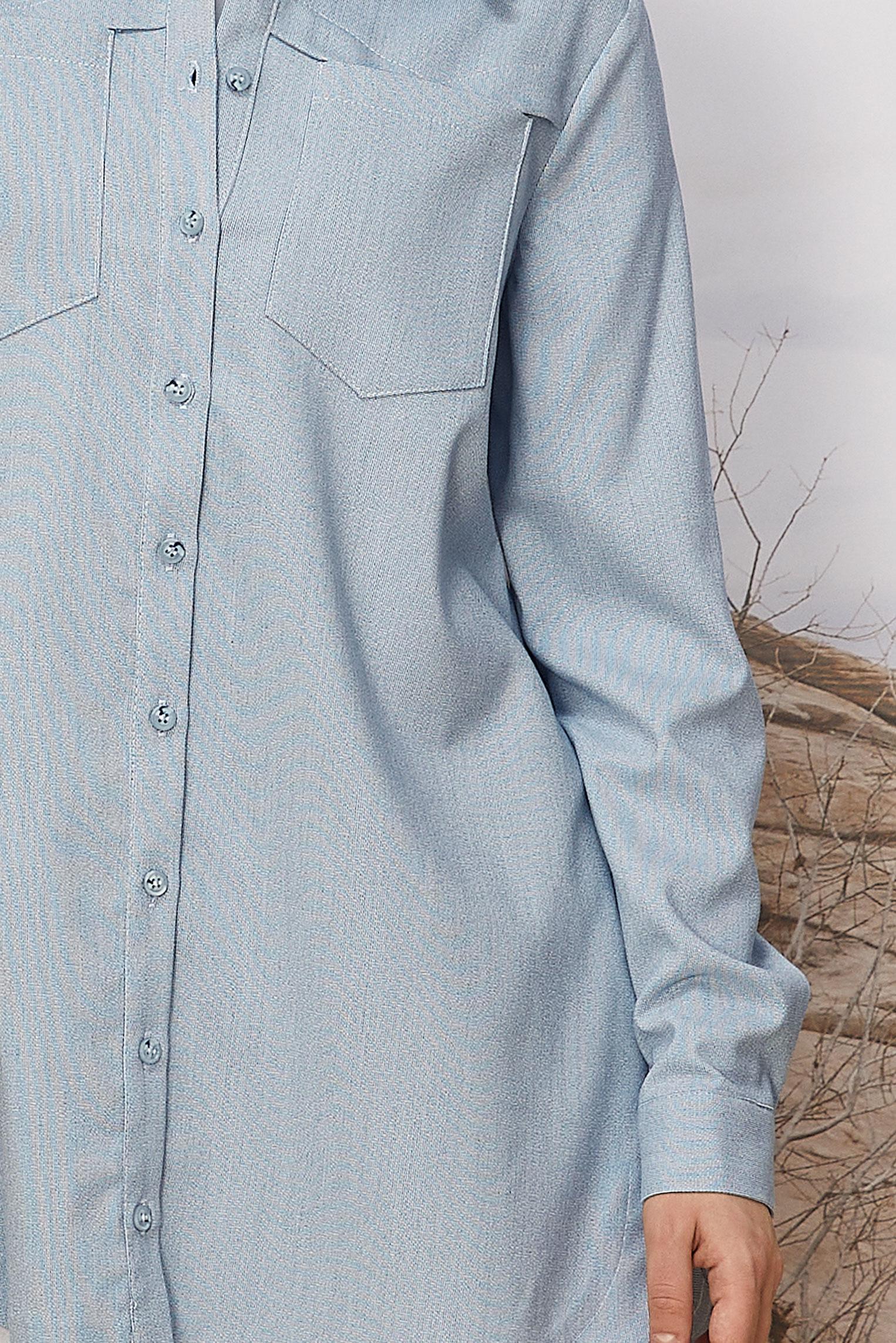 Tesettür giyim MAVİ GÖMLEK YAKA TUNİK 46267