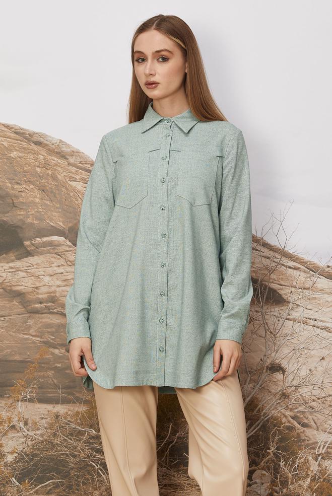 Tesettür giyim YEŞİL 46267 ELİOT TUNİK 38-44 - ALVİNA