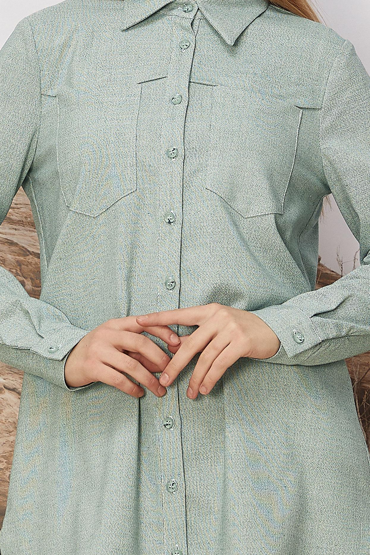 Tesettür giyim YEŞİL GÖMLEK YAKA TUNİK 46267