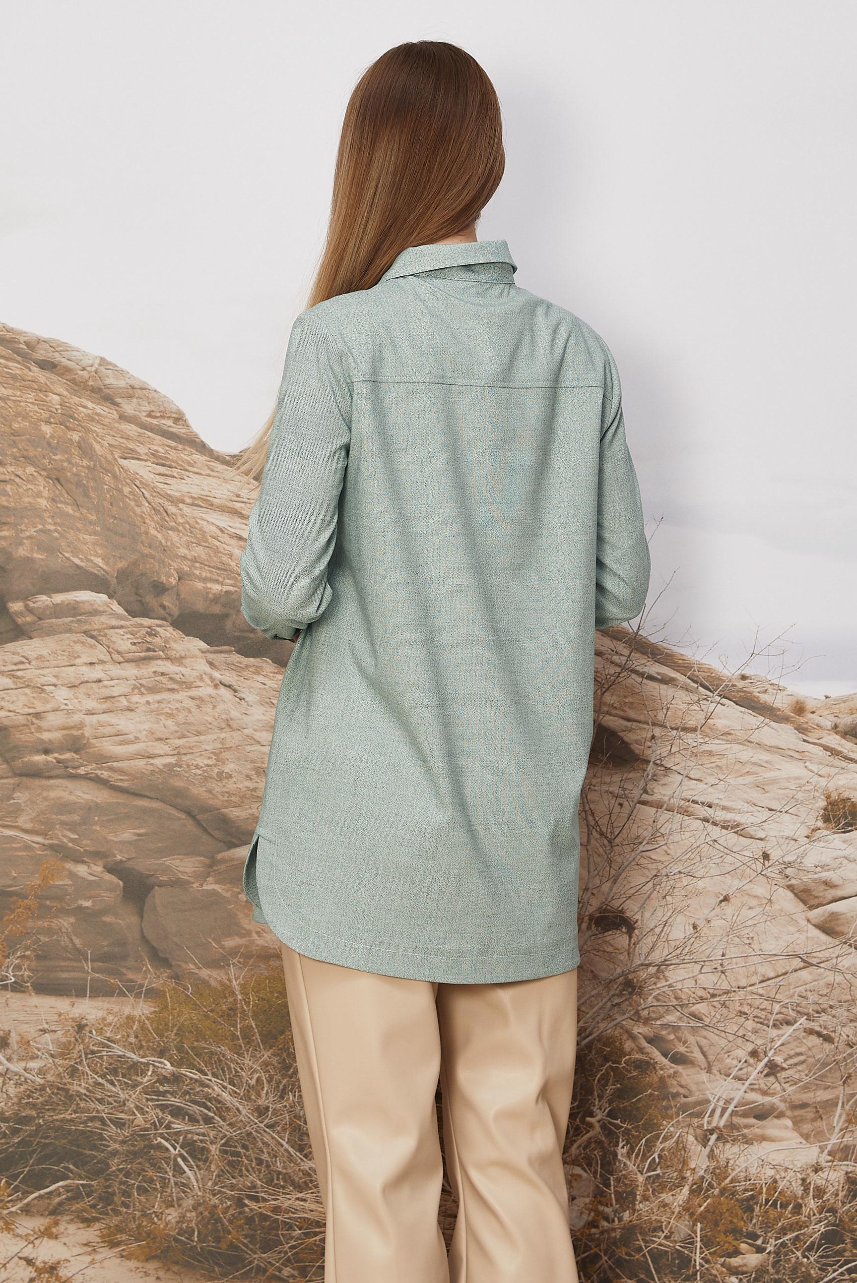 Tesettür giyim YEŞİL GÖMLEK YAKA TUNİK 46267