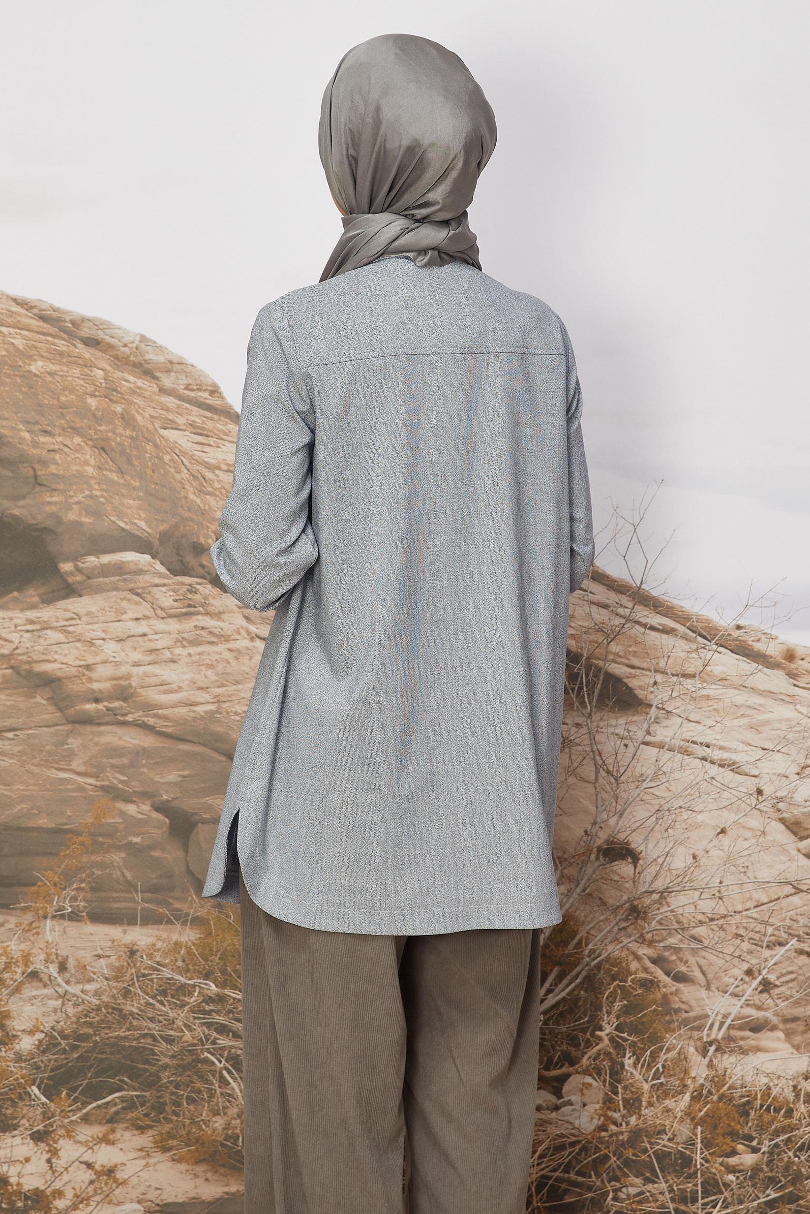 Hijab clothing NAVY BLUE SHIRT COLLAR TUNIC 46267