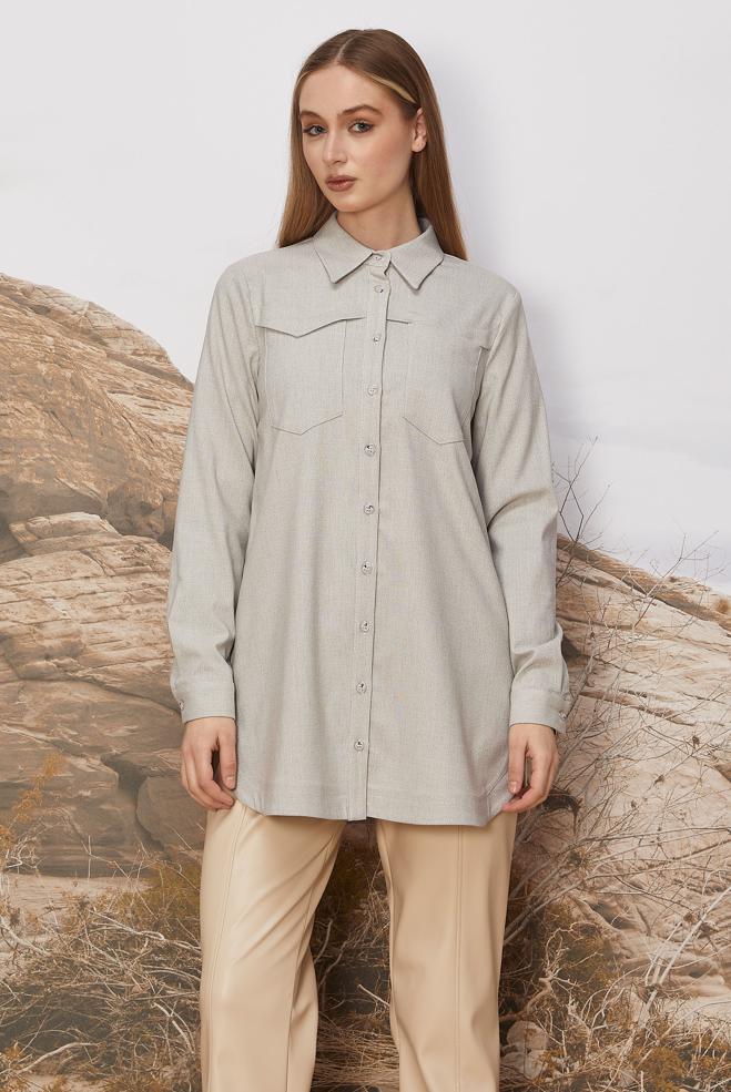 Tesettür giyim BEJ 46267 ELİOT TUNİK 38-44 - ALVİNA