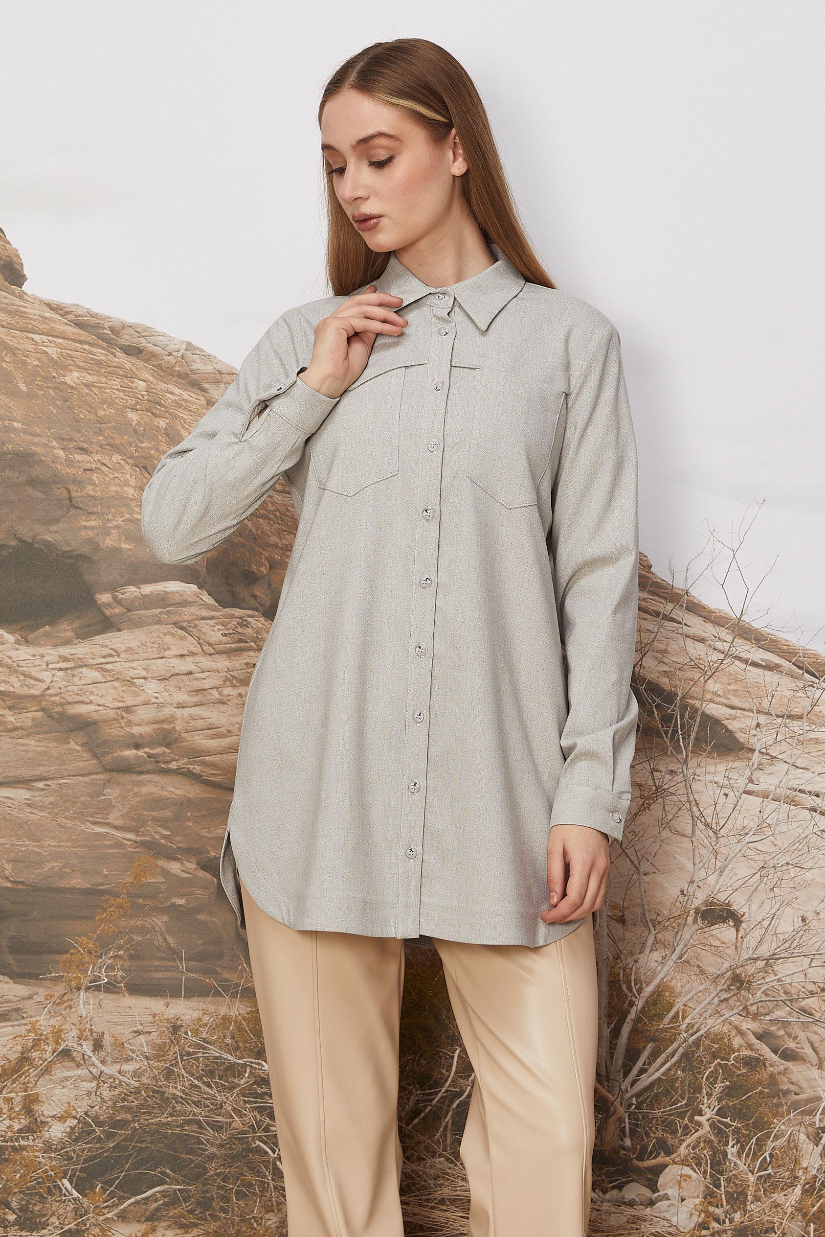 Hijab clothing BEIGE SHIRT COLLAR TUNIC 46267