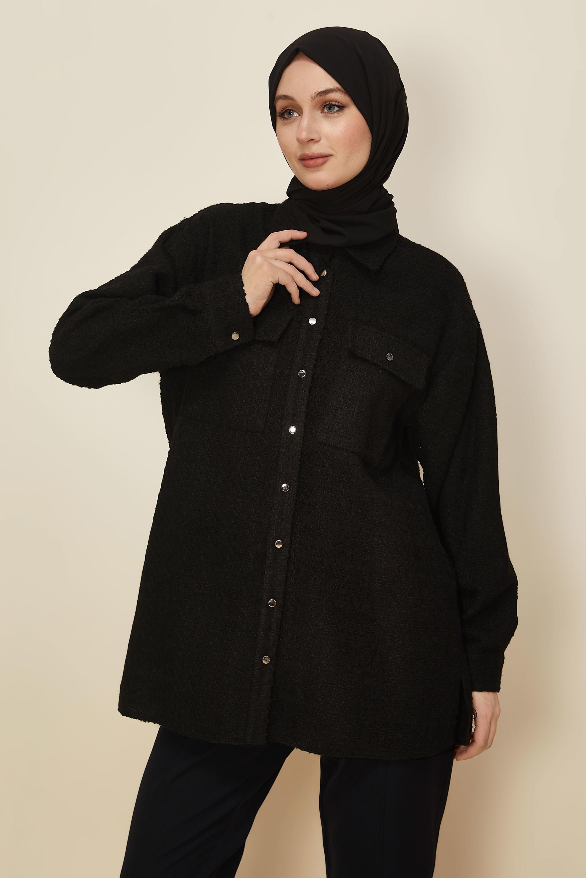 Hijab clothing BLACK SHIRT COLLAR TUNIC 46269
