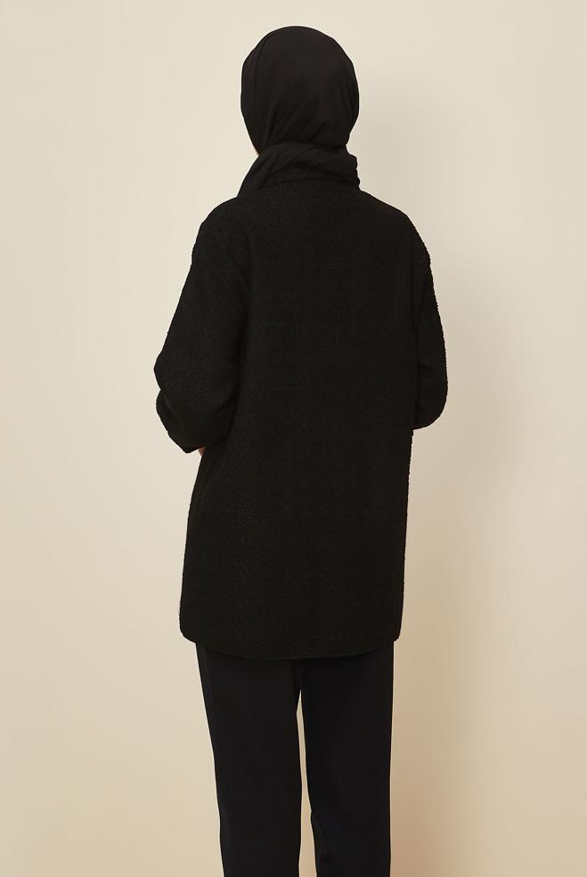 Hijab clothing BLACK SHIRT COLLAR TUNIC 46269 - ALVİNA