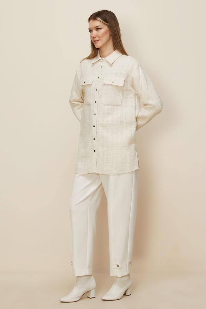 Tesettür giyim BEYAZ GÖMLEK YAKA TUNİK 46269 - ALVİNA