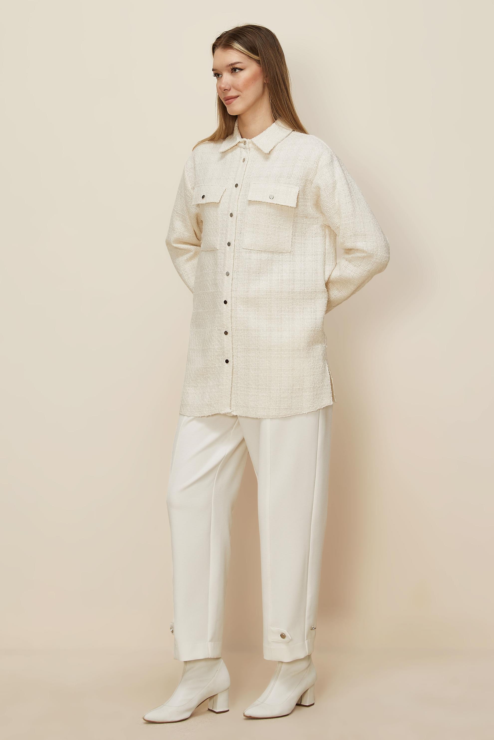 Tesettür giyim BEYAZ GÖMLEK YAKA TUNİK 46269