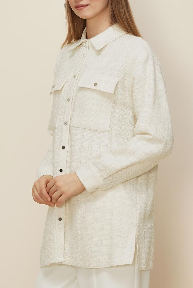 Tesettür giyim BEYAZ GÖMLEK YAKA TUNİK 46269 - ALVİNA