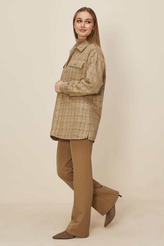 Hijab clothing BROWN SHIRT COLLAR TUNIC 46269 - ALVİNA