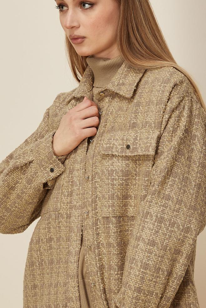 Hijab clothing BROWN SHIRT COLLAR TUNIC 46269 - ALVİNA