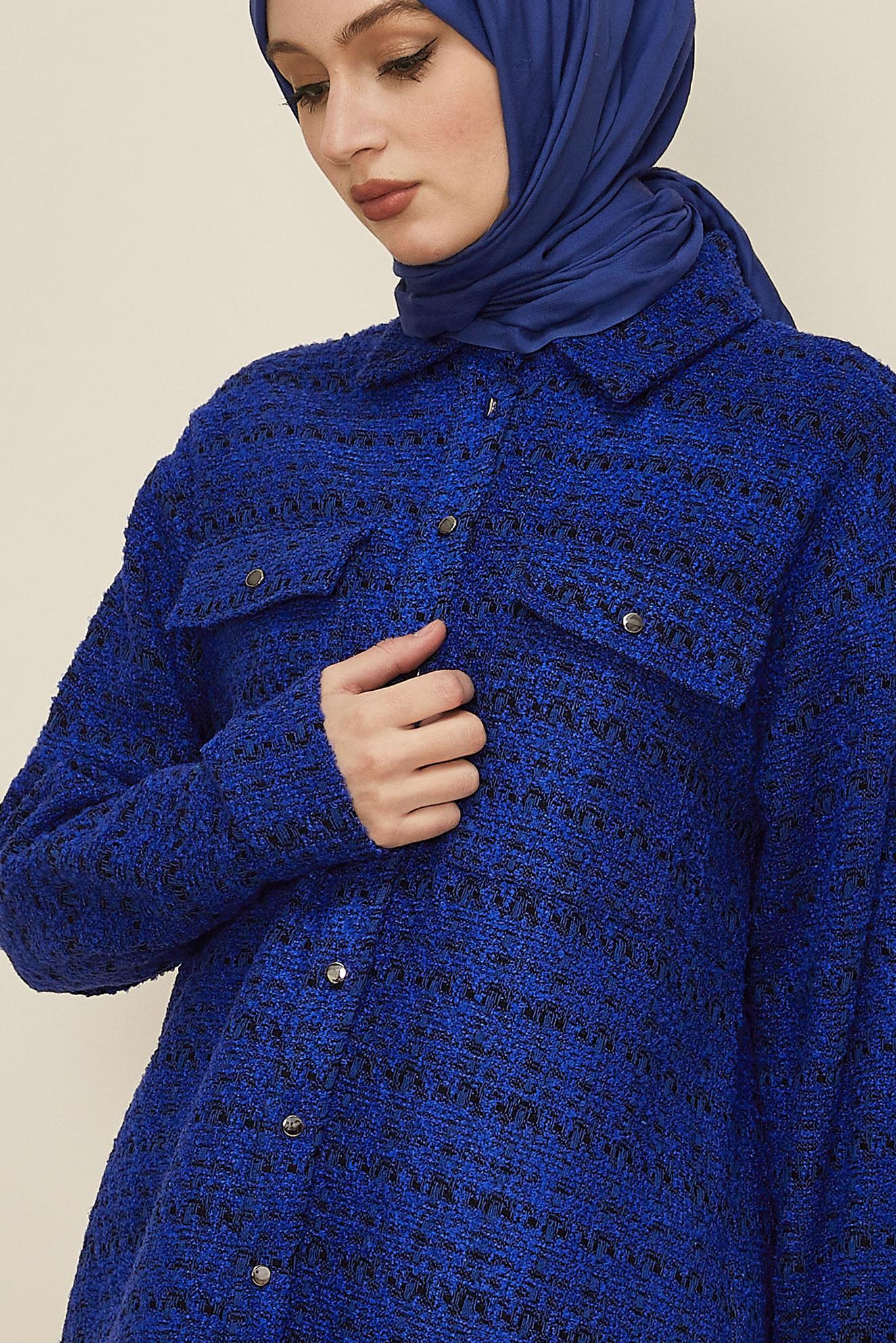 Hijab clothing NAVY BLUE SHIRT COLLAR TUNIC 46269