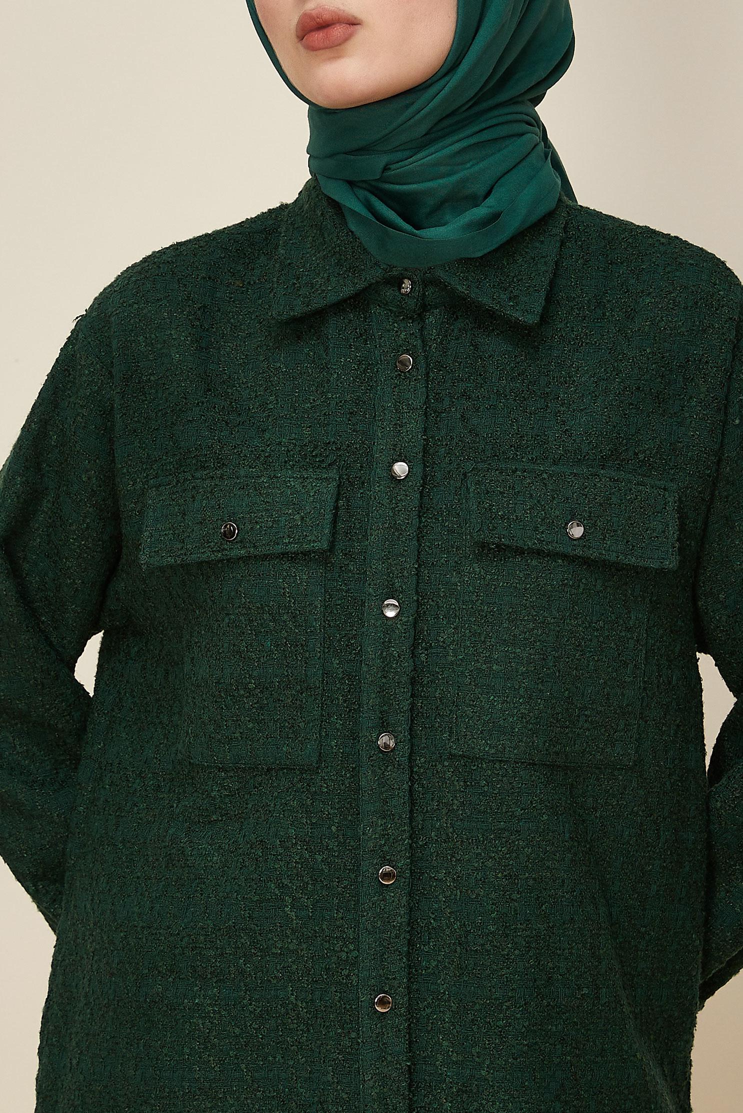 Hijab clothing GREEN SHIRT COLLAR TUNIC 46269