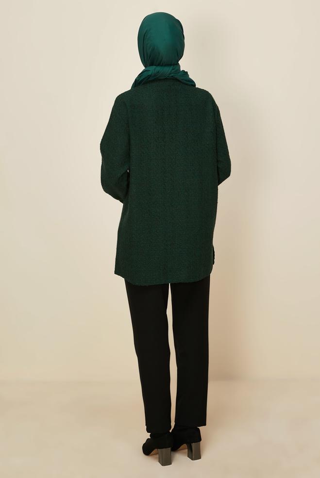 Hijab clothing GREEN SHIRT COLLAR TUNIC 46269 - ALVİNA