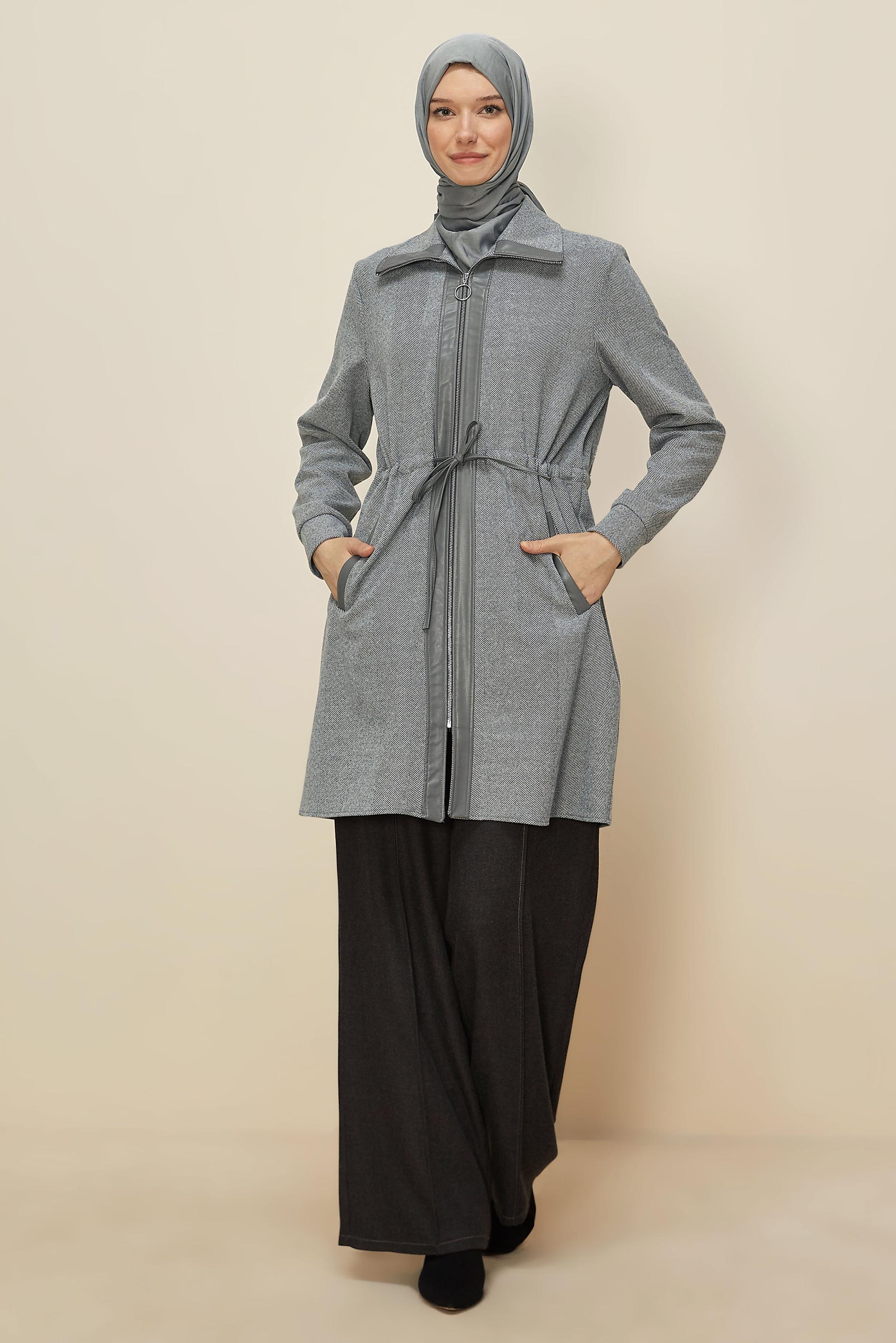 Tesettür giyim SİYAH BELİ BAĞCIKLI TUNİK 46274