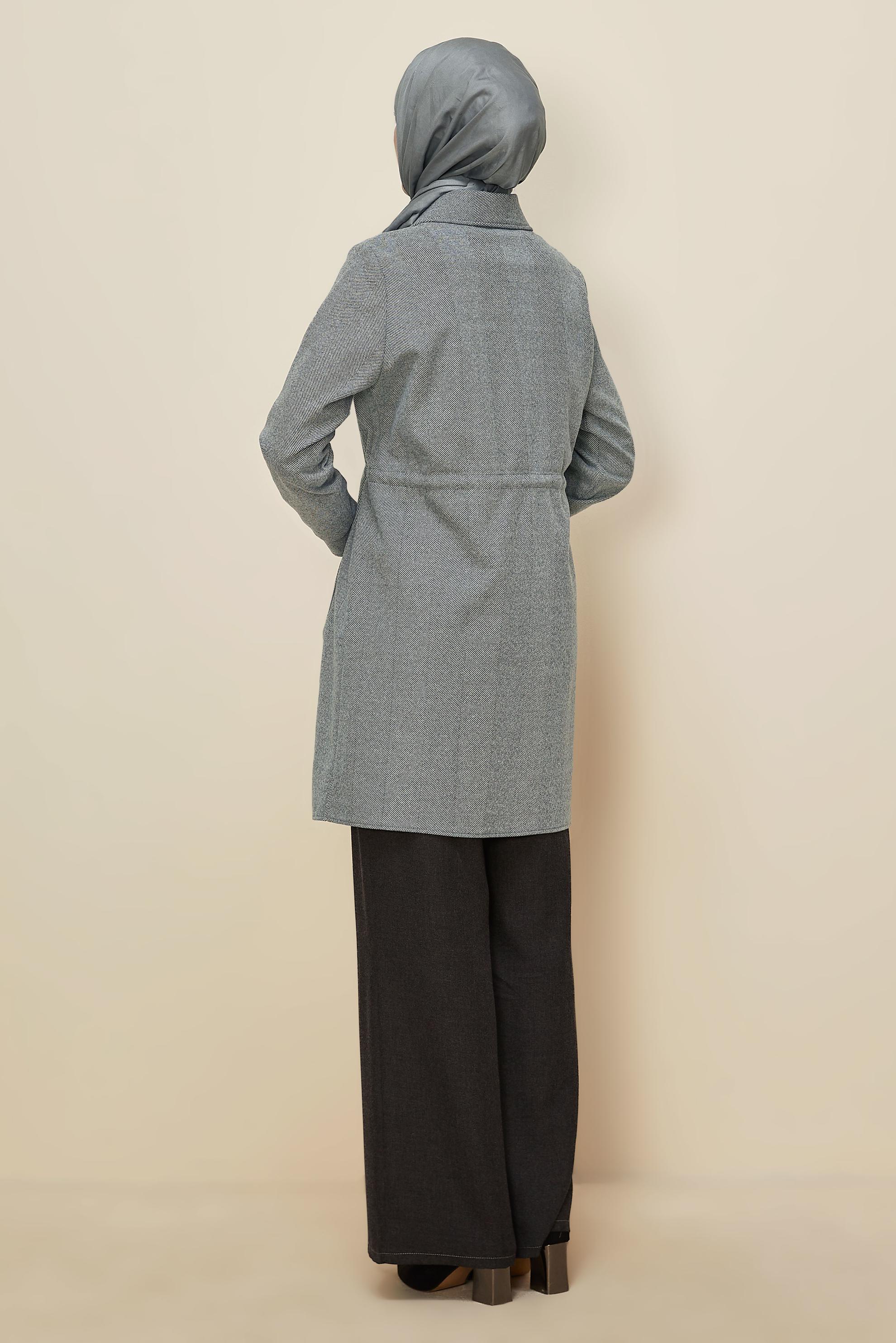 Tesettür giyim SİYAH BELİ BAĞCIKLI TUNİK 46274