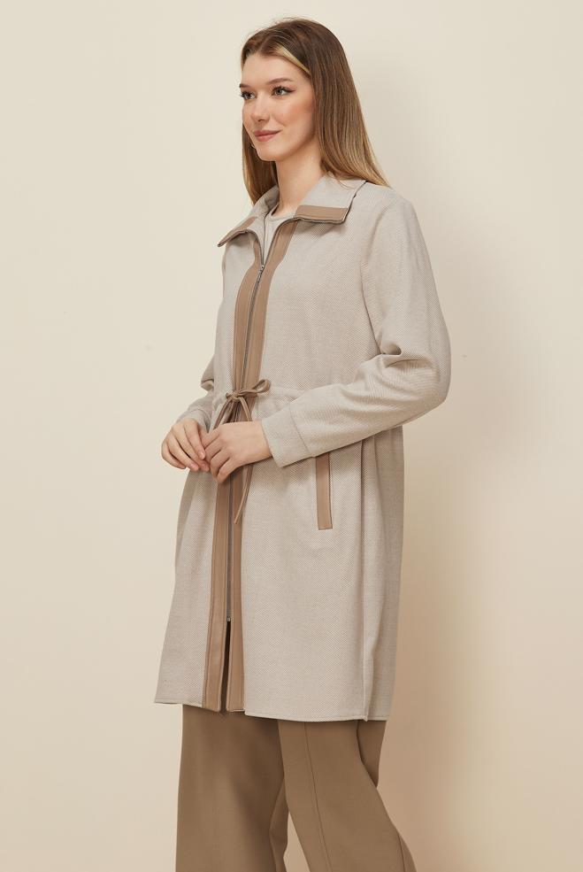 Vêtements hijab SABLE TUNIQUE TAILLE NOUÉE 46274 - ALVİNA