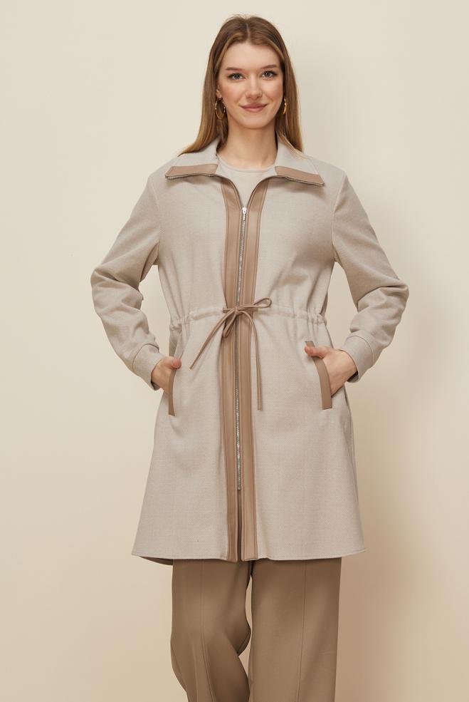 Vêtements hijab SABLE TUNIQUE TAILLE NOUÉE 46274 - ALVİNA