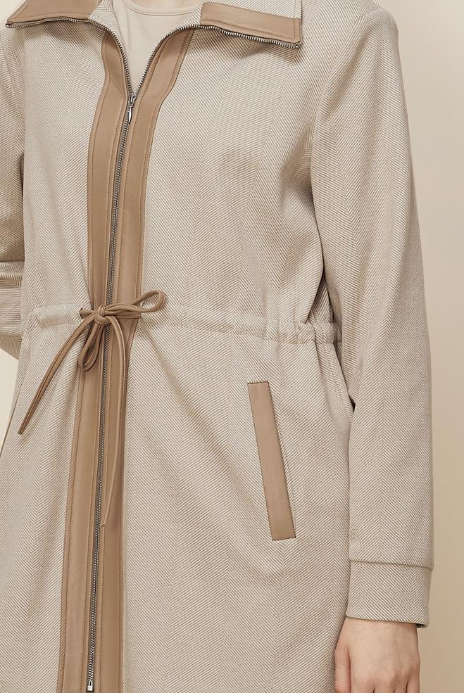 Vêtements hijab SABLE TUNIQUE TAILLE NOUÉE 46274 - ALVİNA