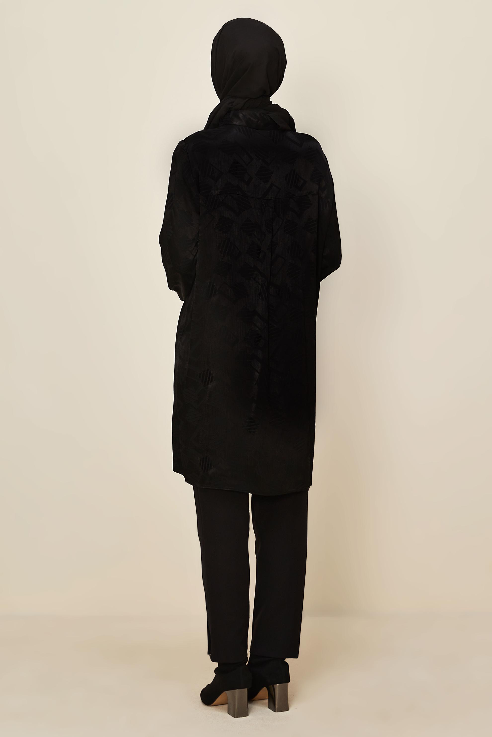 Hijab clothing BLACK SHIRT COLLAR JACQUARD TUNIC 46278