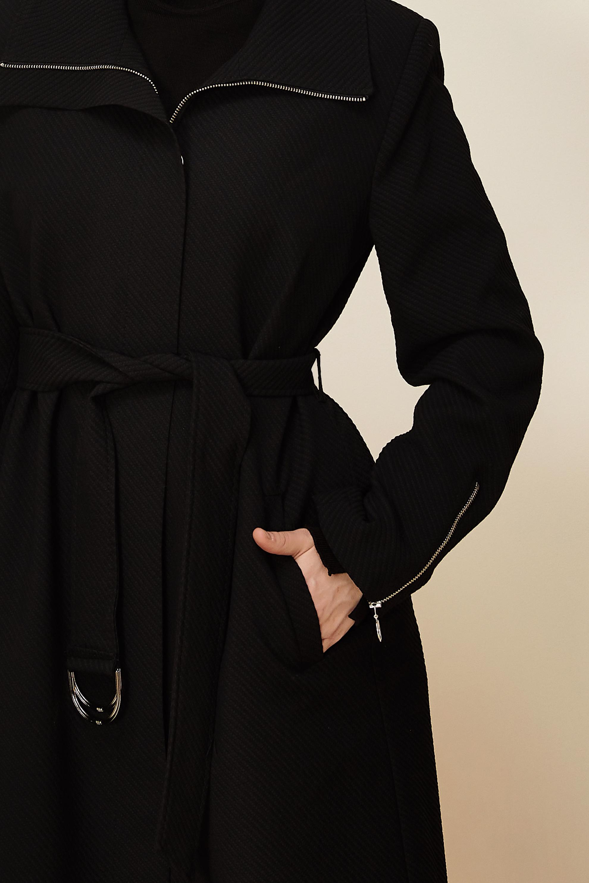 Vêtements hijab NOIR TRENCH CEINTURÉ 10952