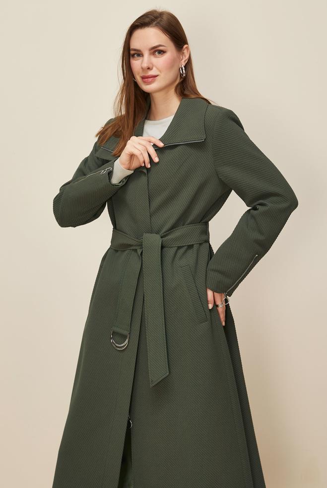 Tesettür giyim HAKİ 10952 17707 TRENCKOT 40-48 TEK 38 - ALVİNA