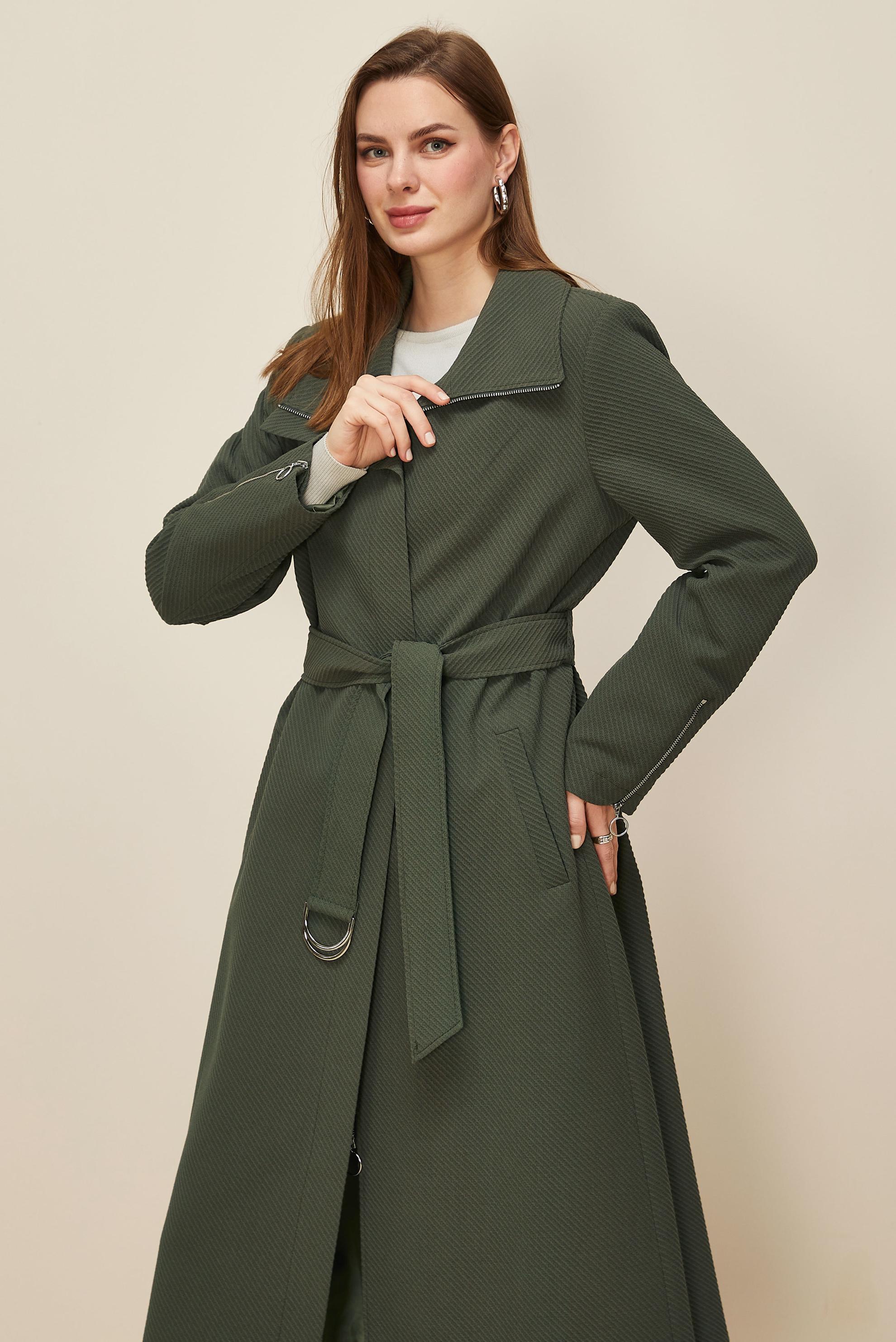 Tesettür giyim HAKİ 10952 17707 TRENCKOT 40-48 TEK 38