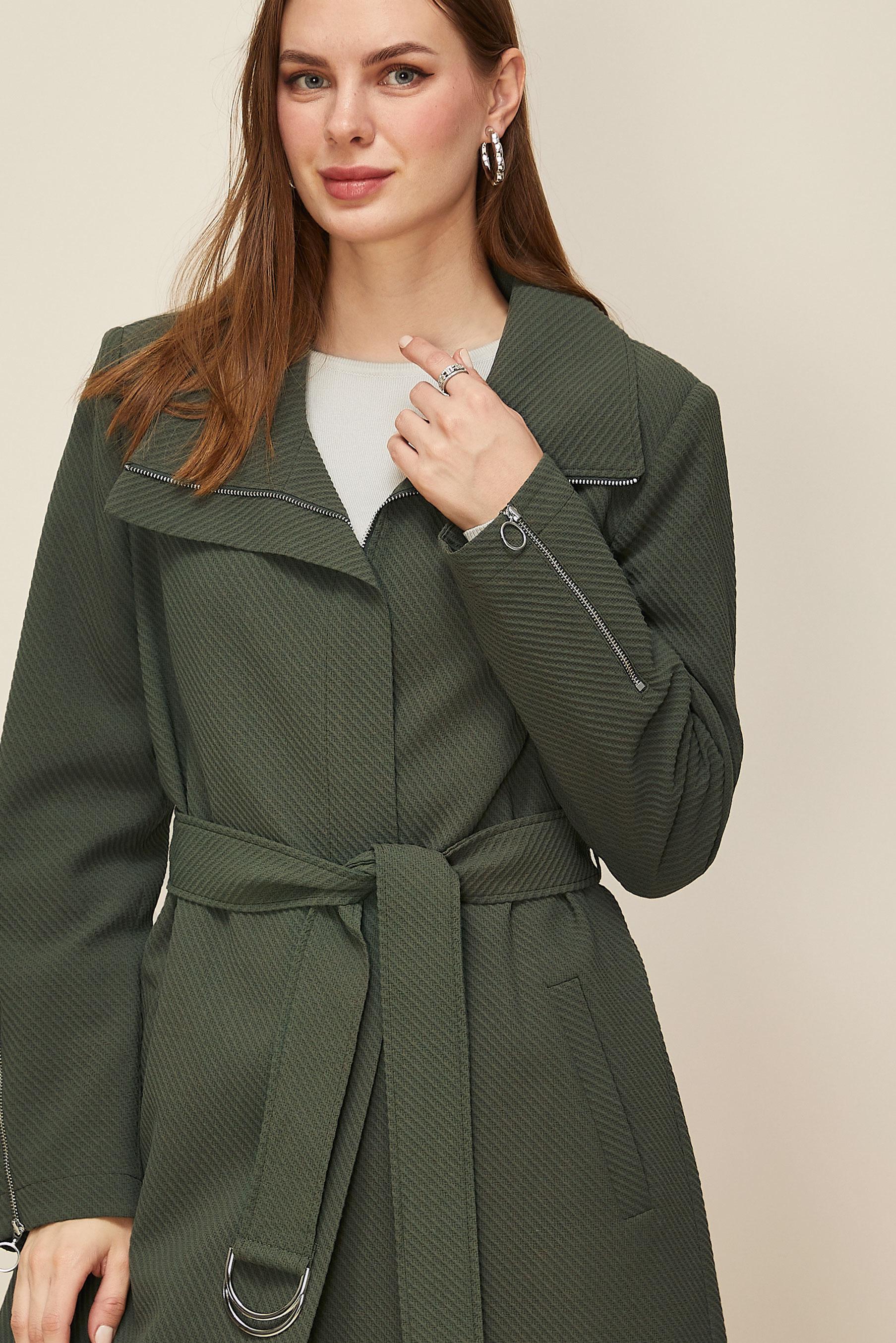 Tesettür giyim HAKİ 10952 17707 TRENCKOT 40-48 TEK 38