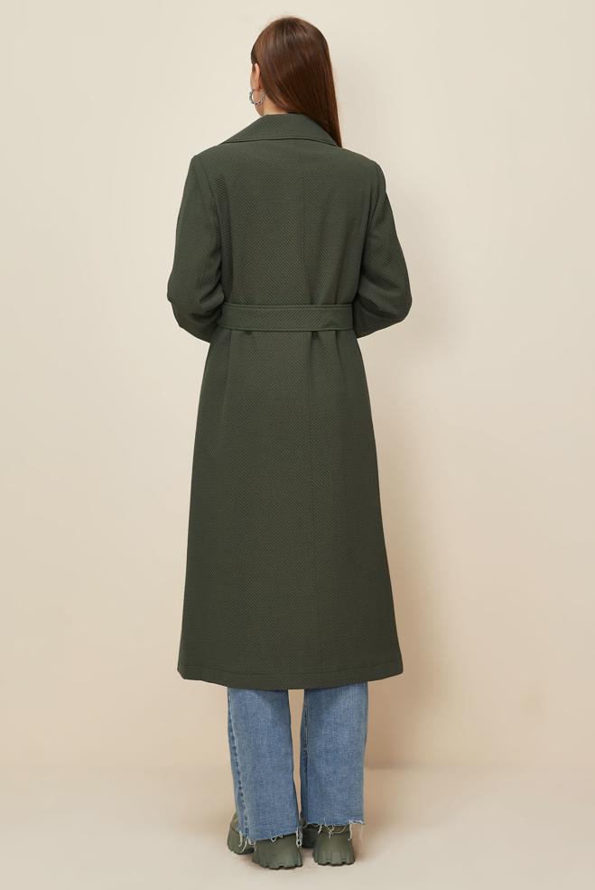 Tesettür giyim HAKİ 10952 17707 TRENCKOT 40-48 TEK 38 - ALVİNA