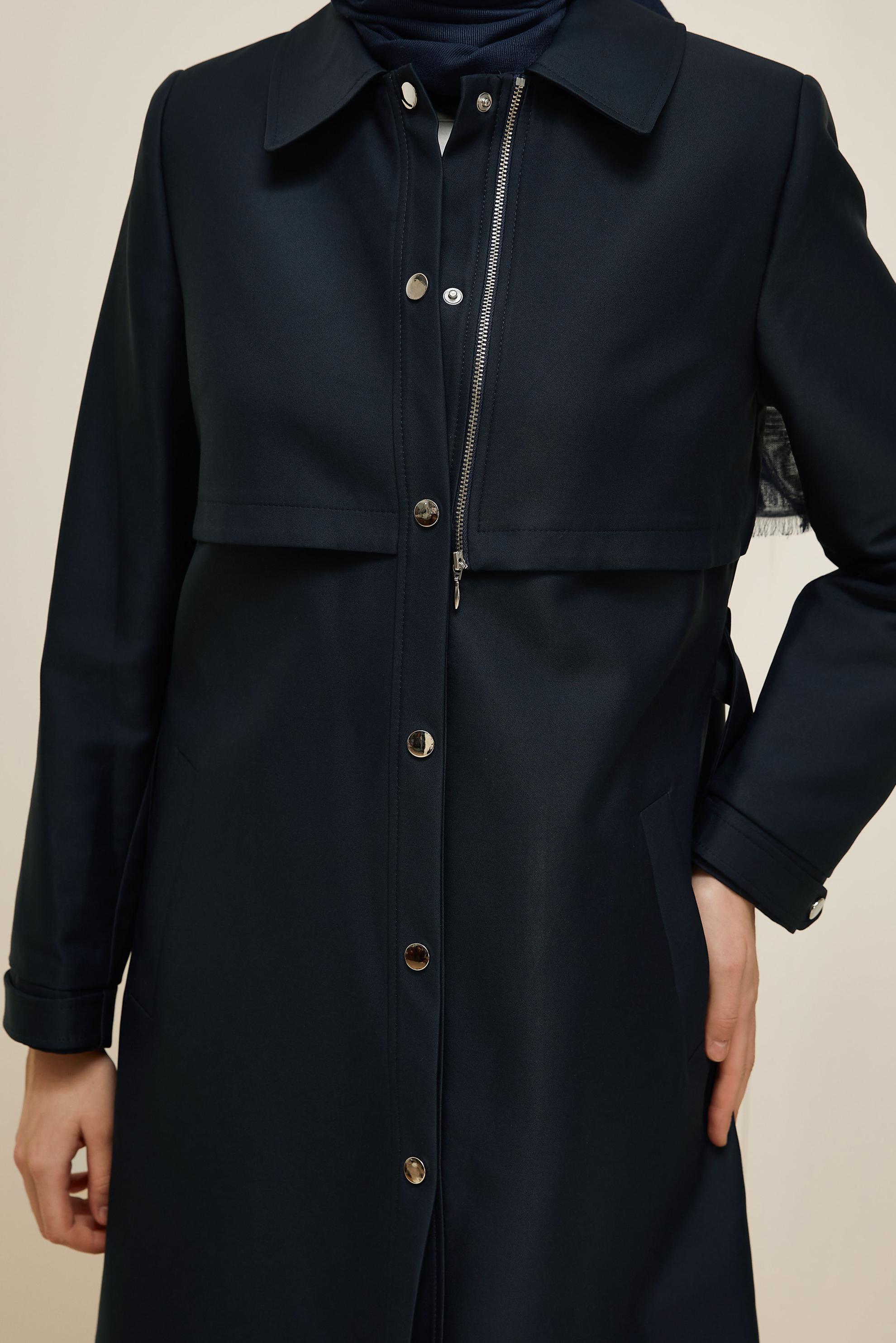 Vêtements hijab BLEU MARINE TRENCH-COAT CEINTURÉ 10976